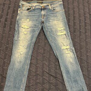 Nudie Lightwash Factory Distressed